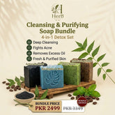 Herb Beauty - Cleansing & Purifying Soap Bundle | Charcoal, Menthol, Neem & Coffee (4-in-1 Detox Set)