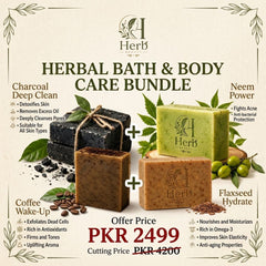 Herbal Bath & Body Care Bundle – Neem Soap + Charcoal Soap + Coffee Soap + Flaxseed Soap | Cleanse, Purify & Renew