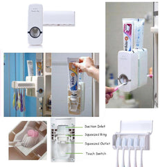 Toothpaste Dispenser with Toothbrush Holder