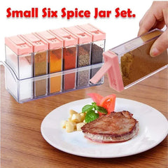 Spice Jars Dispenser | Masala Rack Easy Flow Storage | Crystal Seasoning Box Multicolour (Set of 6)