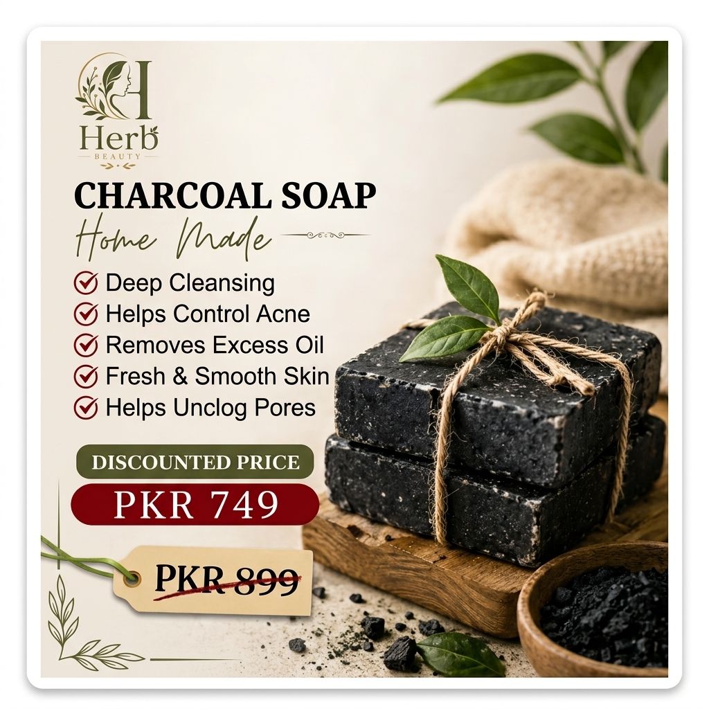 Herb Beauty Charcoal Soap – Home Made | Deep Cleansing & Acne Control | 100gm