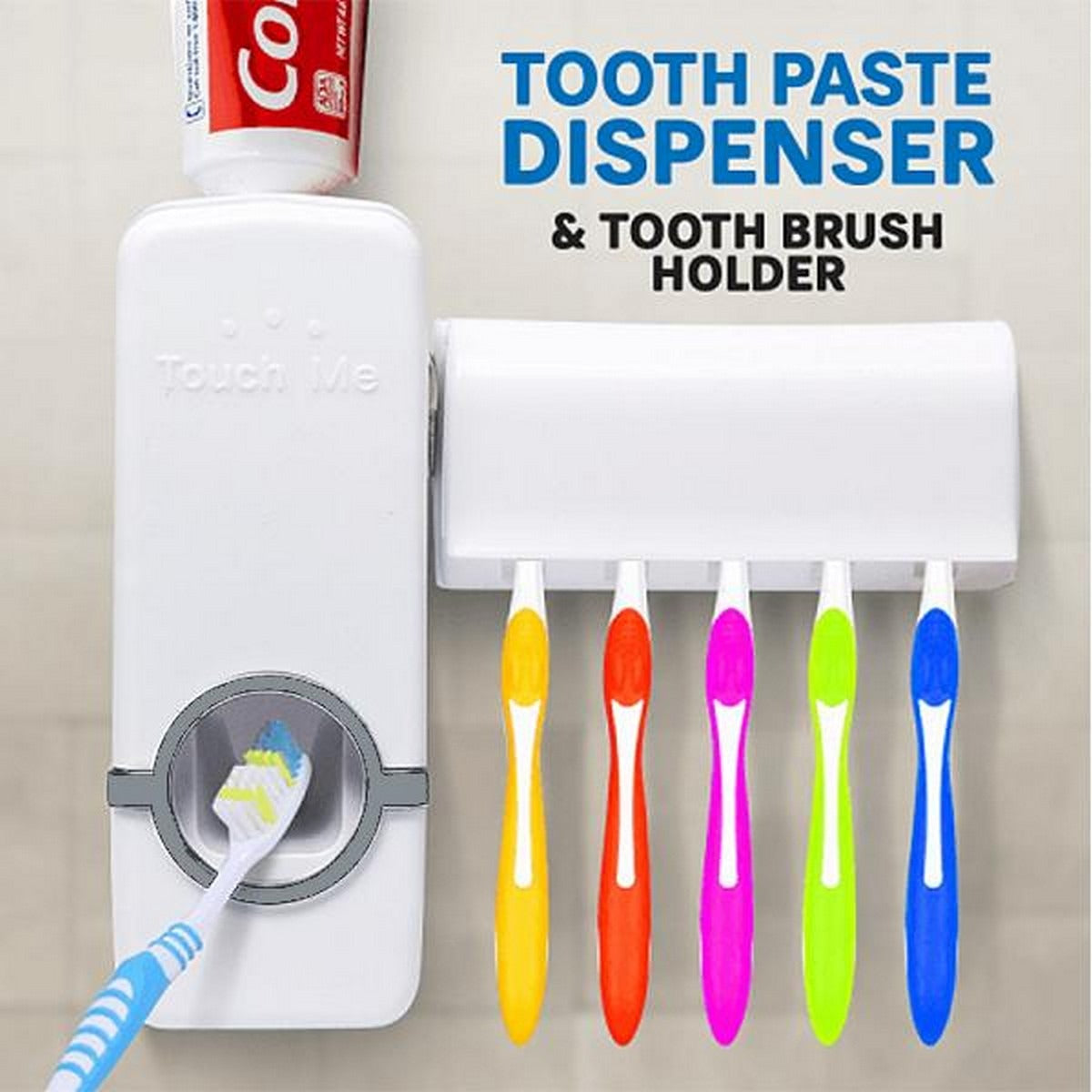 Toothpaste Dispenser with Toothbrush Holder